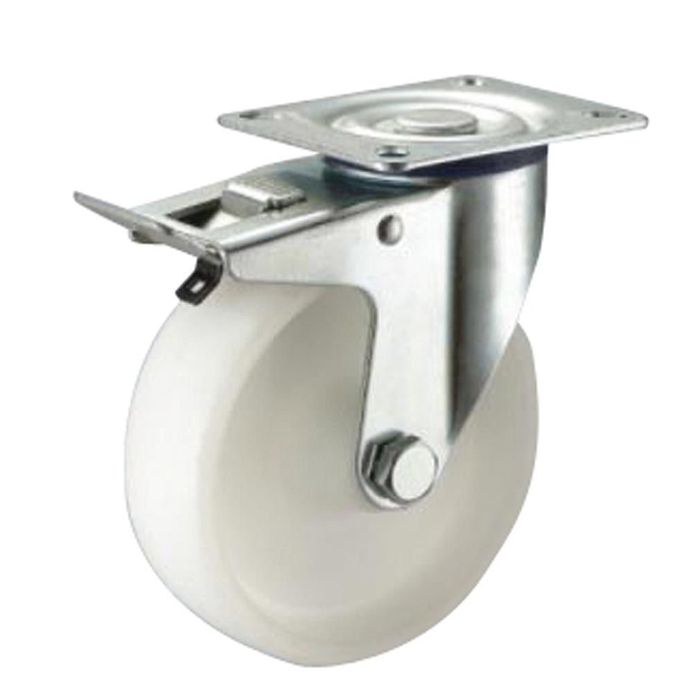 Wolfpack Professional Line 11110810 Nylon Industrial Wheel with Brake Plate 100 mm, 100 mm