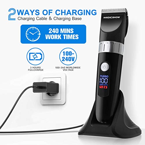 Hair Clippers for men, MIGICSHOW Cordless Hair Trimmer Beard Trimmer professional Hair Cutting Kit Detail Men's Hair Grooming Kit Waterproof LED Display Application of 100-240V