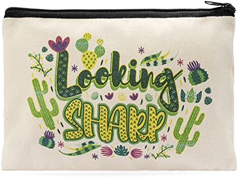 Lavley Looking Sharp Cactus & Succulents Canvas Makeup and Cosmetics Bag Travel Pencil Pouch for Women 1 Lavley Looking Sharp Cactus & Succulents Canvas Makeup and Cosmetics Bag Travel Pencil Pouch for Women