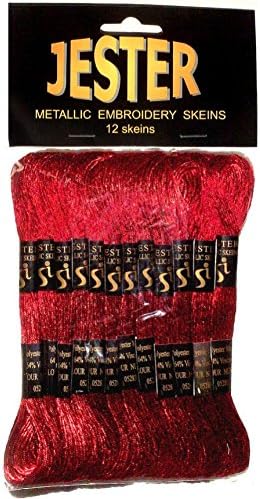 JesterMetallic Embroidery Skeins Hand Sewing Thread - pkt 12 skeins - Red