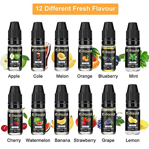 E Liquids ohne Nikotin, E-liquids 12 X 10mL, E-Zigaretten Liquid Set 50VG/50PG Refill Electronic Cigarette, E liquid Fertig Gemischt für Elektronische Zigaretten, Zigarre, Shisha – Bild 4