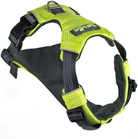 Tuff Mutt Dog Harness for Medium & Large Breeds, Easy On Easy Off with a No Pull Front Chest Clip, Walk, Run & Hike with Confidence, Stay Safe with Bright Reflective Stitching (Large/X-Large, Green)