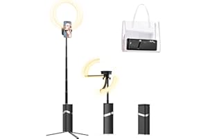 yAyusi Portable Ring Light with Stand, 4000mAh Battery Operated Cordless 10" Ring Light, Foldable Travel Ring Light, 79" Tripod Stand for Video Conference/Selfie/Live Stream/Makeup
