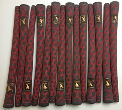 LPGA (Gold Stamp) Square Two Women's Black &amp; Red Golf Club Grips (14 Grips)