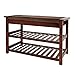 UNICOO - Antique Style Bamboo Shoe Bench Rack with Cushion Upholstered Padded Seat Storage Shelf Bench, 2-Tier Shoe Rack Entryway Shoe Organizer (Antique Brown -76)