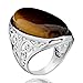 Tiger Eye Stone Statement Ring for Women 925 Sterling Silver Gemstone Magnificent Oval Shaped Tiger Eye Solitaire Ring Mothers Day Gifts for Mom Christmas Birthday Jewelry Gifts for Wife Grandma (9)
