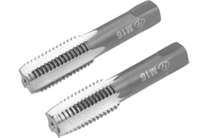 uxcell Metric Hand Tap M16 Thread 2 Pitch 4 Straight Flutes H2 Alloy Tool Steel Bottom & Taper Screw Tap Set Tapping Tools fo