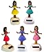 Mstechcorp, Set of 5 Aloha Dancing Hula Girl Hawaiian Bobble Head 1 Pink 1 Yellow 1 Red 1 Purple 1 Teal Solar Toy