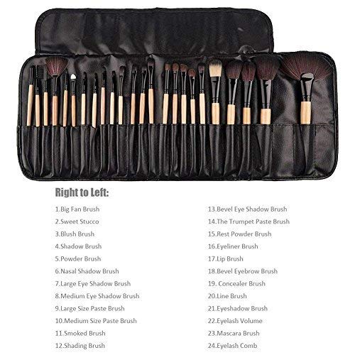Makeup Brushes 32 Piece Set, Nevsetpo Makeup Brushes Hair Cosmetics Professional Essential Soft Make Up Brush Set with Carry Case (Wood)