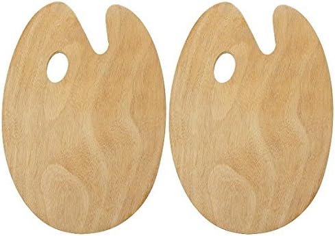 Set of 2 Artist Paint Pallette Trays Flat Basswood Thumb Hole Watercolor Acrylic