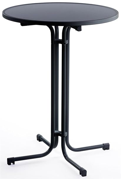 Displays2go 31 5 Inch Round Highboy Table With Mdf Top 42 25 Inch Pub Table With Folding Design Black