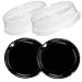 Party Essentials Soft Plastic 12-Inch Round Flat Serving/Catering Trays, Black with Clear Dome Lids, Set of 2