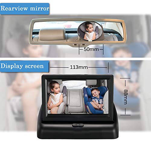Itomoro Baby Car Mirror, View Infant in Rear Facing Seat with Wide Crystal Clear View,Night Vision,Camera Aimed at Baby-Easily to Observe The Baby's Every Move