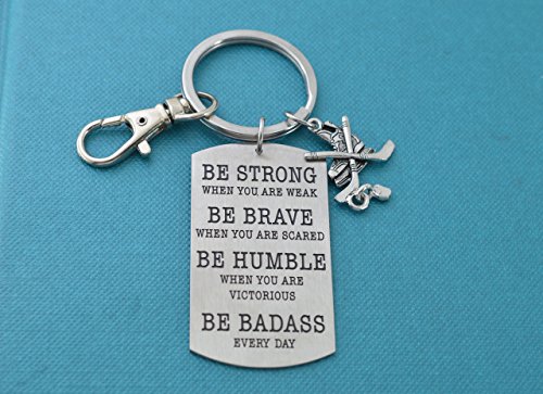 Mens or boys ice hockey dog tag keychain. Ice Hockey key chain. Ice Hockey Gifts. Be Badass Everyday.