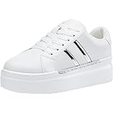 Jeossy Women's Platform Chunky White Casual Sneakers, Comfort 8028 Trendy Sneakers So Light Weight