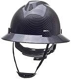 Safety Hard Hat Full Brim 6 Point Ratcheting System, Meets ANSI Z89.1, Personal Protective Equipment Carbon Fiber Design [Black]