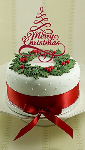 [USA-SALES] Merry Christmas Cake Topper Selection, Color Shiny Red or Mirror Gold, Christmas Cake Decorations, Christmas Party Decorations, by USA-SALES Seller (Shiny Red) - Thumbnail 2