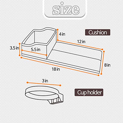 KMMOTORS Multi_Func Armrest Cover Officially Licensed Custom Auto Armrest Cushion Center Consoles Rest, Cup Holder, Organizer for Car Motor Auto Vehicle (Black)