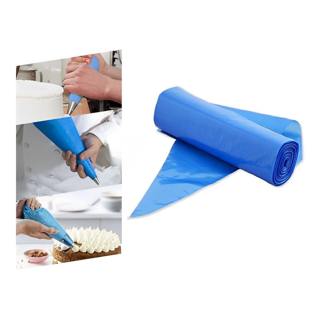 Venuscello® 50 x Blue Icing Piping Savoy Bag 21" Plastic Reusable Sticky Cupcake Pastry Cookies Cake Dessert Decorative Easy Grip Comfortable Strong Perfect Baking Professional Kitchen