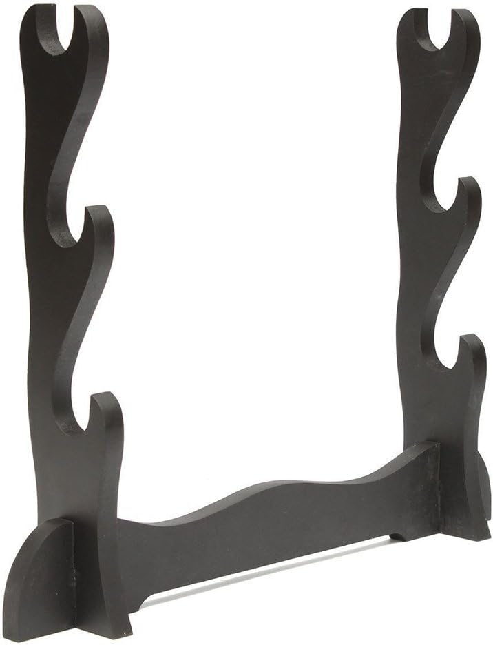 Moumou Wooden Sword Stand Katana Wakizashi Tanto Holder Dispaly Samurai Sword Rack Bracket 3 Layer Black