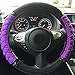 Rayauto 3D 38CM/15 No Smell Cloth Wraping Car Steering Wheel Cover with Crystal Diamond