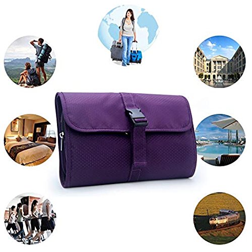 Travel Hanging Toiletry Bag Travel Kit Organizer Cosmetic Makeup Waterproof Wash Bag for Women Girls Travel Case for Bathroom Shower (Purple)