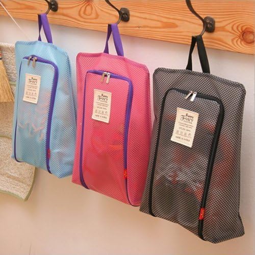 EUTTEUM Blue Portable Travel shoe bag Zip view window Pouch Storage waterproof Organizer