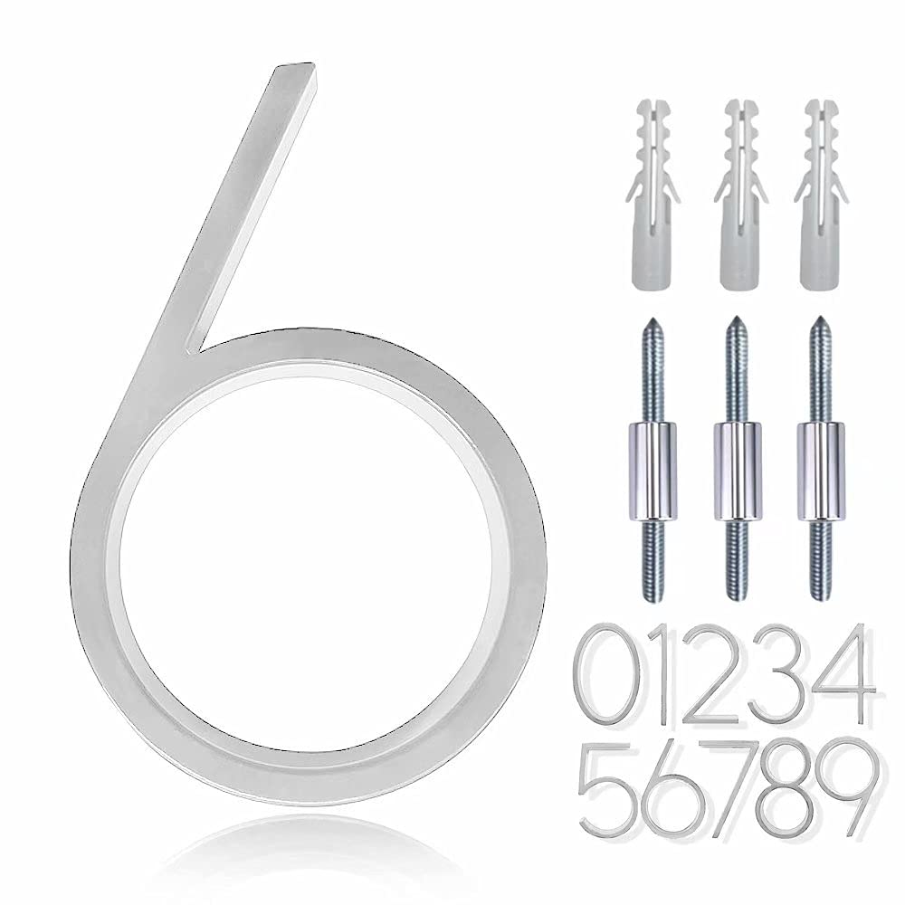 5" Zinc Alloy Floating House Number, Metal Modern