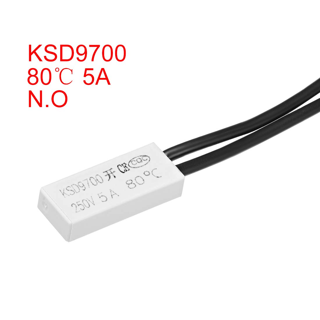sourcing map KSD9700 Thermostat, 80℃ Normally Open Temperature Switch, N.O 5A Thermal Switch Temperature Controller 2pcs - Image 3