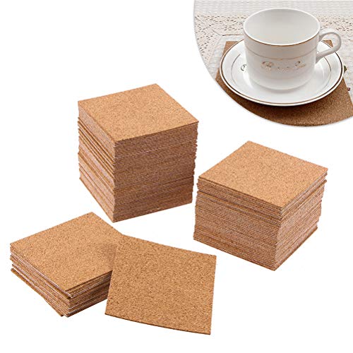 SUPVOX 10PCS Square selbstklebende Korkplatten Coaster Square Kork Untersetzer für Untersetzer und DIY Bastelbedarf – Bild 5