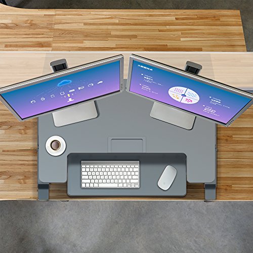 Sit Stand Desk, Adjustable Standing Desk Height Adjust 6.5"-16.5", Fit 2 Monitors, Help Reduce Neck & Back Pain, Increase Productivity & Improve Posture, Premium Desk Stand by HUANUO - Thumbnail 6