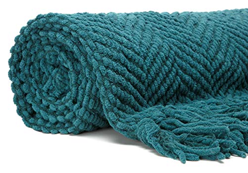 Chanasya-Textured-Knitted-Super-Soft-Throw-Blanket-with-Tassels-Warm-Cozy-Lightweight-Fluffy-Woven-Blanket-for-Bed-Sofa-Chair-Couch-Cover-Living-Bed-Room-Acrylic-Throw-Blanket-50x65-Inches-Teal Chanasya Textured Knitted Super Soft Throw Blanket with Tassels Warm Cozy Lightweight Fluffy Woven Blanket for Bed Sofa…
