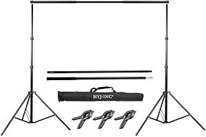 HYJ-INC Photo Video Studio 10 Ft Adjustable Background Stand Backdrop Support System Kit with Photography Background Holder Carry Bag