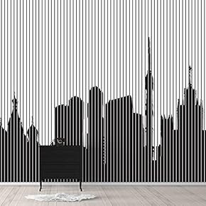 Wall Murals for Bedroom Abstract Black and White Building Removable Wallpaper Peel and Stick Wall Stickers - 66x96 inches