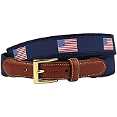 Country Club Prep USA Loves Freedom, Hates Terror American Flag Leather Tab Belt in Navy