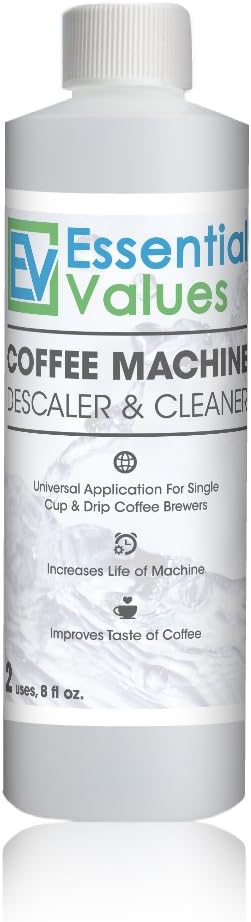 Descaling Solution/Descaler For Keurig, Delonghi, Saeco, Gaggia, Nespresso And All Single Use, Coffee Pot & Espresso Machines By Essential Values