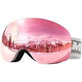 Meeloog Ski Goggles for Men & Women, OTG Snowboard Goggles with UV400 Protection, Anti-Fog & Spherical Design for Wider View