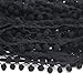Yalulu 20 Yards Mini Triangle Pom Pom Trim Ball Fringe Ribbon Tassel DIY Sewing Lace for Clothing Curtain Pillow Accessory Decoration (Black)