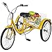 Happybuy Adult Tricycle 7 Speed Three Wheel Bike Cruise Bike 24in Seat Adjustable Trike with System Cruiser Bicycles Large Size Basket for Shopping Exercise(Yellow 7)thumb 1