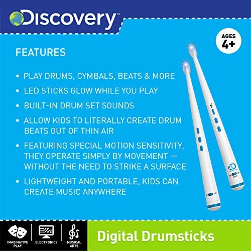 Discovery Kids Digital Drumsticks, BatteryPowered Electronic Air Drum