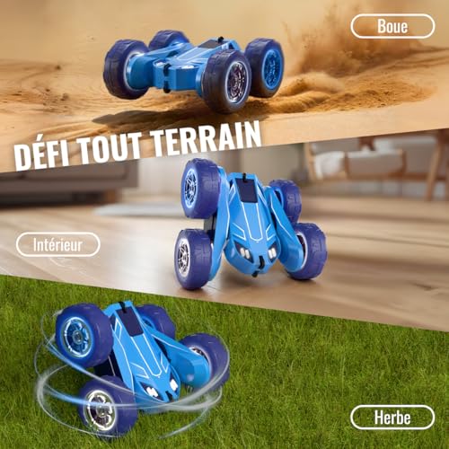 MaxTronic Exclusive Double Direct Charging Remote Control Car with Adjustable LED 360° Stunt 15km/h Off-Road RC Toy Party Gift for 3-12 Years Boy Girl