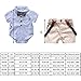 Baby Boys Short Sleeve Gentleman Outfits Suits, Infant Blue Shirt+Bib Pants+Tie Overalls Clothing Set