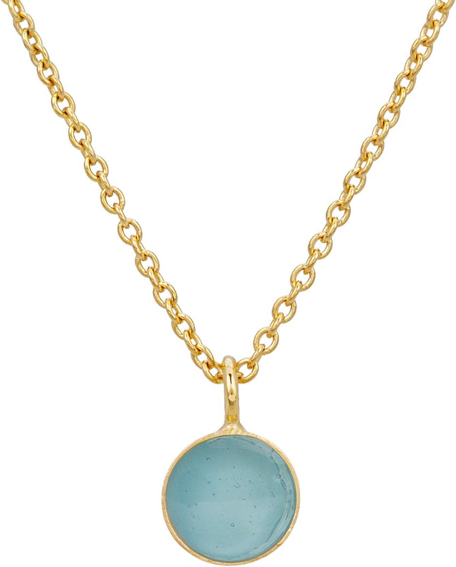 Women's Gold Confetti Necklace Small Round Pendant Coral Red Silver Gold Plated 45 cm