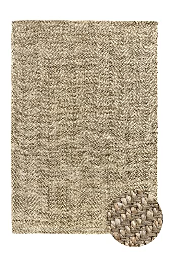 HAMID Jute Rug - Alcazar Rug 100% Natural Jute Fibre - Soft Rug and High Strength - Hand Woven - Living Room, Dining Room, Bedroom, Hallway Rug - (Natural, 200 x 140 cm)