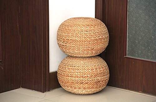 image for naturallifestyle Handmade Rustic Straw Ball Cushion Pouf Ottoman Floor