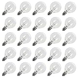 Brightown Clear Globe G40 Screw Base Light Bulbs, 5W-Fits E12 and C7 Sockets, 1.5-Inch, Pack of 25