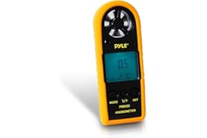 Pyle Digital Anemometer Handheld Thermometer - Portable Handheld Meter, Wind Speed, Wind Chill, Air Temperature, Air Velocity Gauge, Wind Weather Meter with Backlight, Battery Included - PMA85