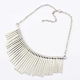 Bestpriceam 1pc Women Multilayer Chain Tassels Choker Bib False Collar Necklace (Silver)