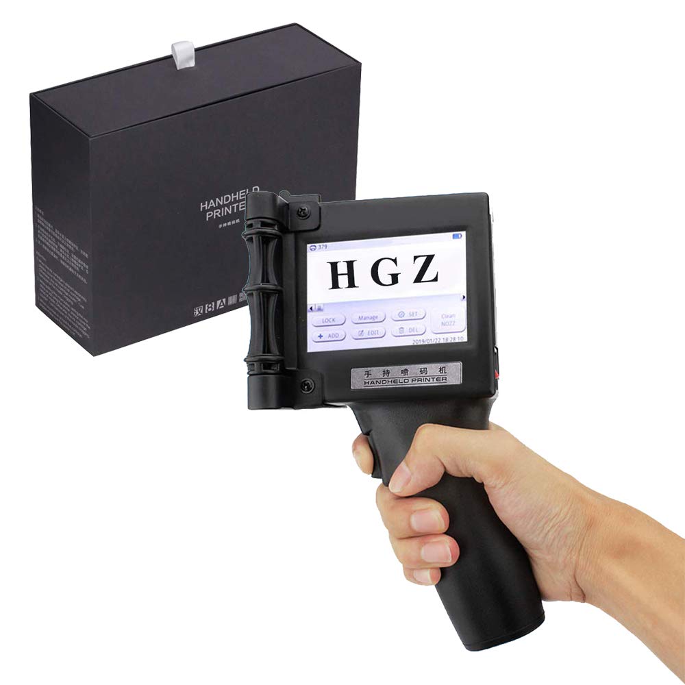 HGZ Black Portable Intelligent High Definition Handheld Inkjet Printer, Inkjet Code Printer,Label Pr