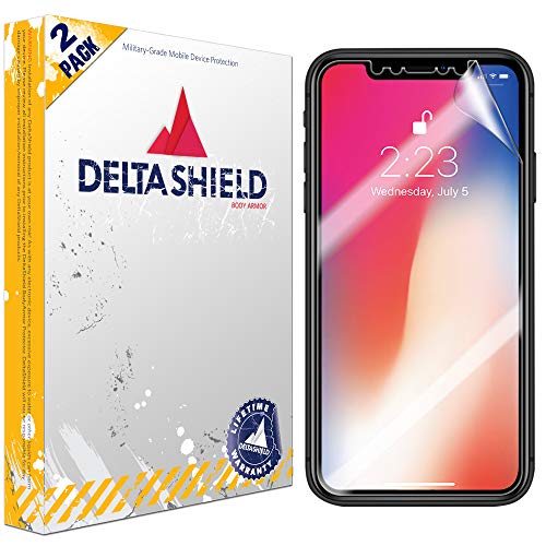 DeltaShield Screen Protector for Apple iPhone XR (6.1 inch)(2-Pack)(Slim Design for Cases) BodyArmor Anti-Bubble Military-Grade Clear TPU Film